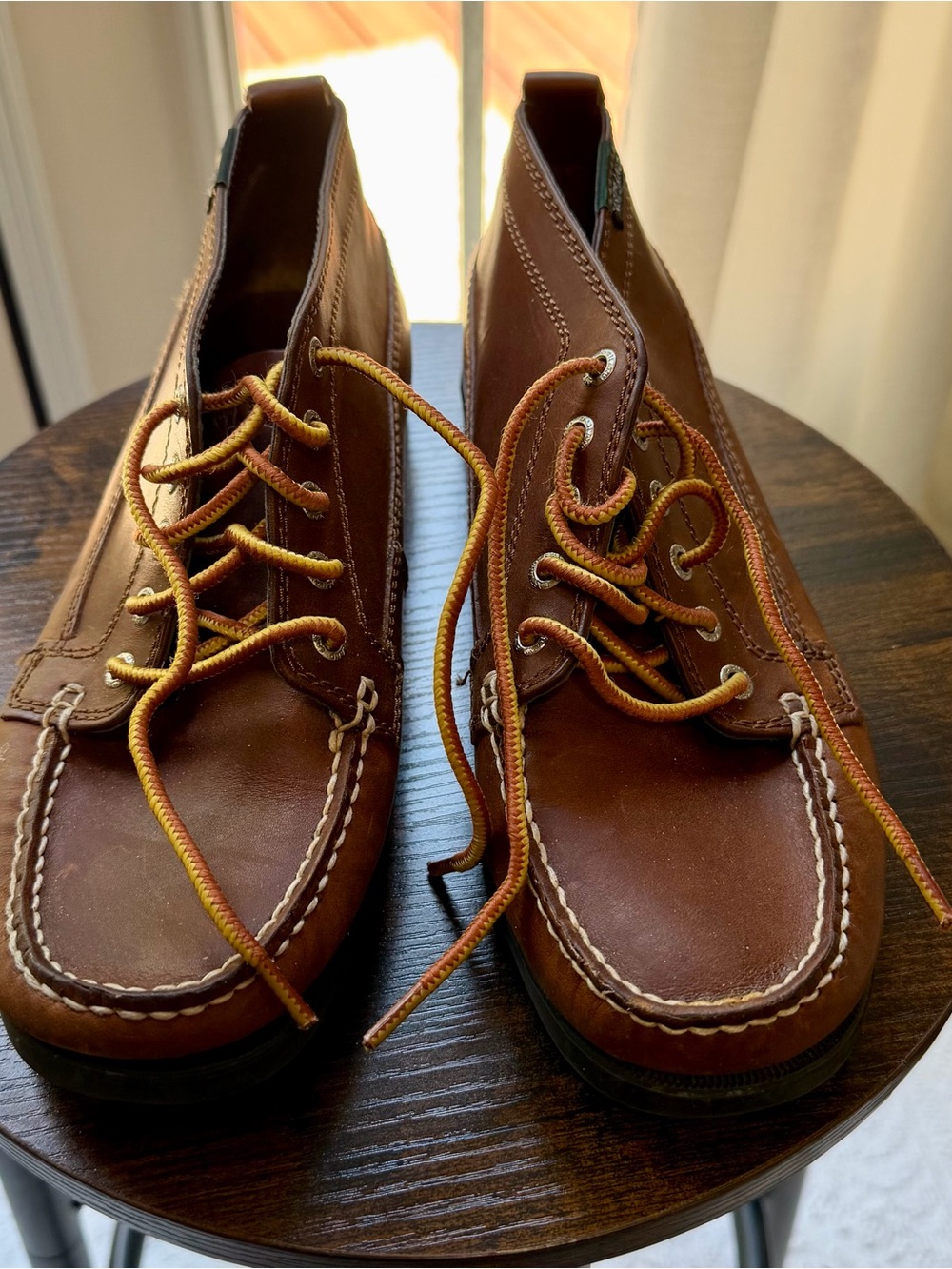 Eastland Brown Leather Ankle Booties with Contrasting Laces